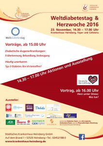 Plakat zum Weltdiabetestag und zur Herzwoche 2016